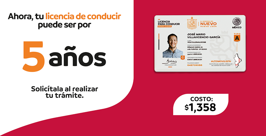 Ahora puedes solicitar tu licencia con 5 años de Vigencia
